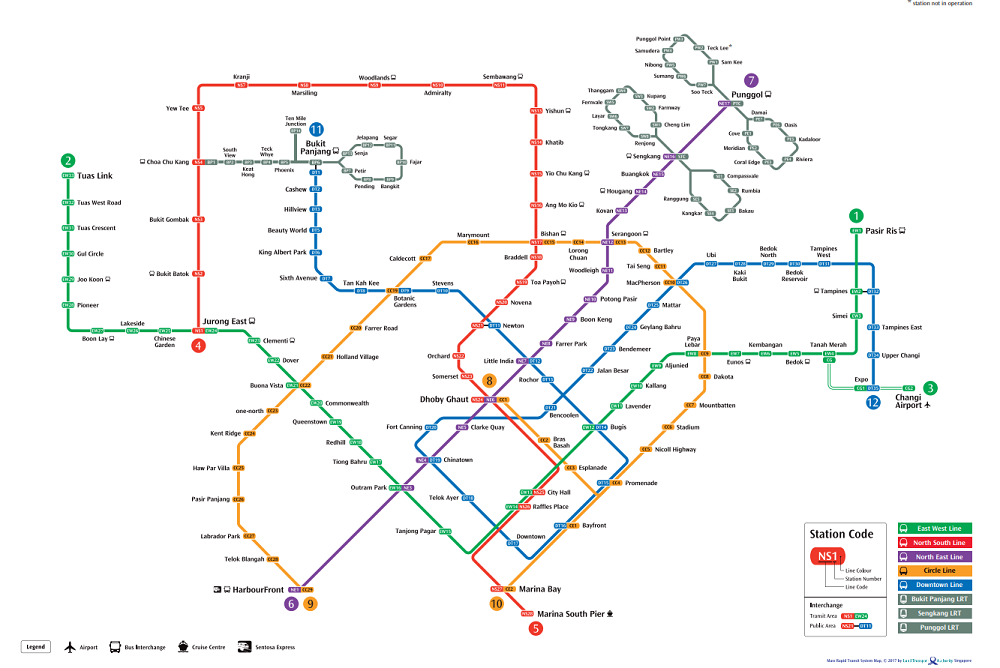 シンガポールのMRT路線図